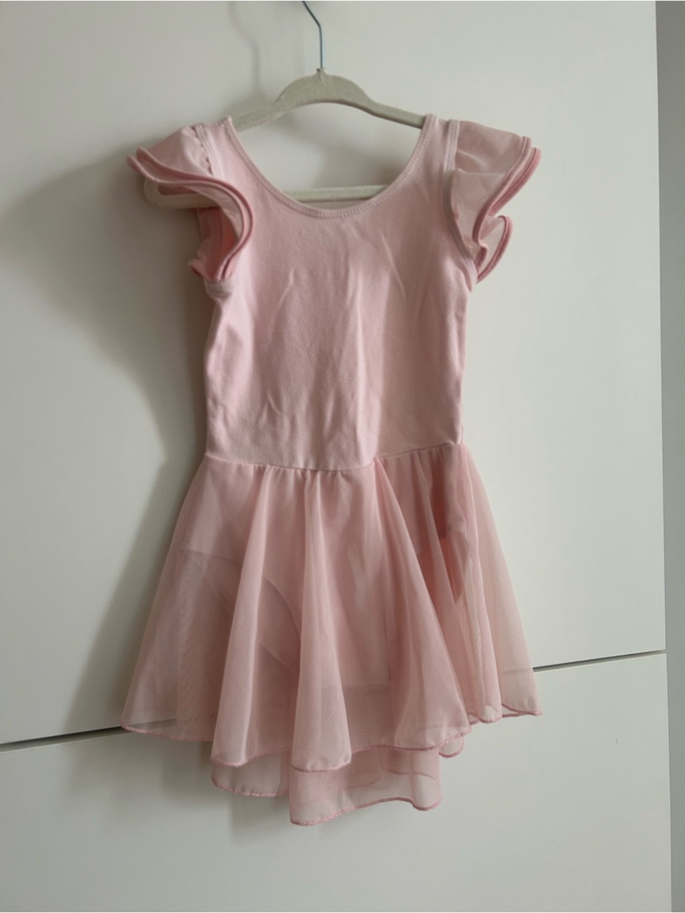 Girls Pink Ballet Tutu Dress with Ruffle Sleeves - Size 110 (US 5)